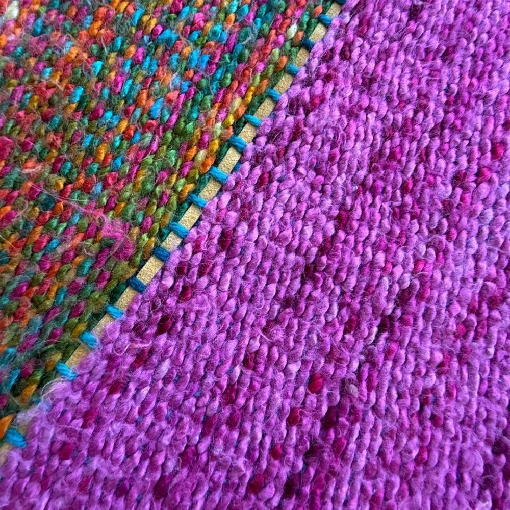 Vintage Handmade Handwoven Boho Shawl Wrap Fringe Artisan Textile Multicolor